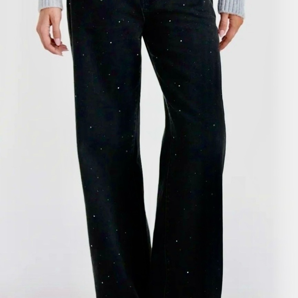 No Boundaries NWOT Black Wide-Leg Jeans with Subtle Sparkle size XL (16-18)